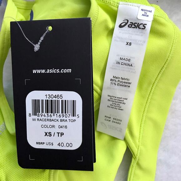 ASICS NWT Lime Green Sports Bra Women XS - Picture 11 of 11